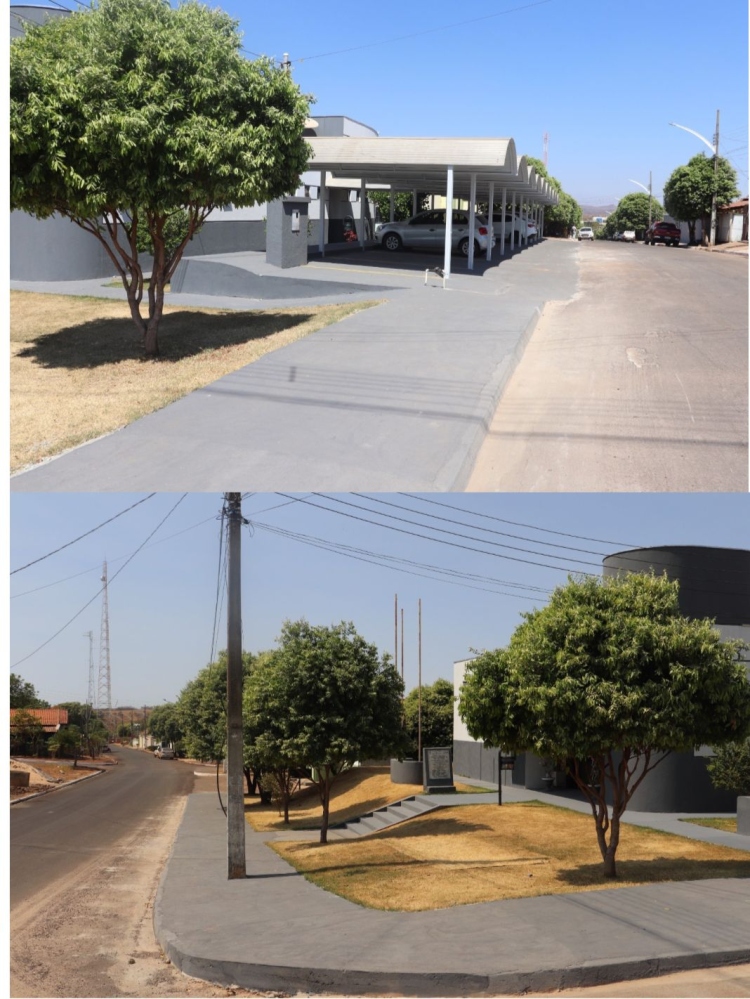 Reforma do estacionamento, calçadas e sala interna.