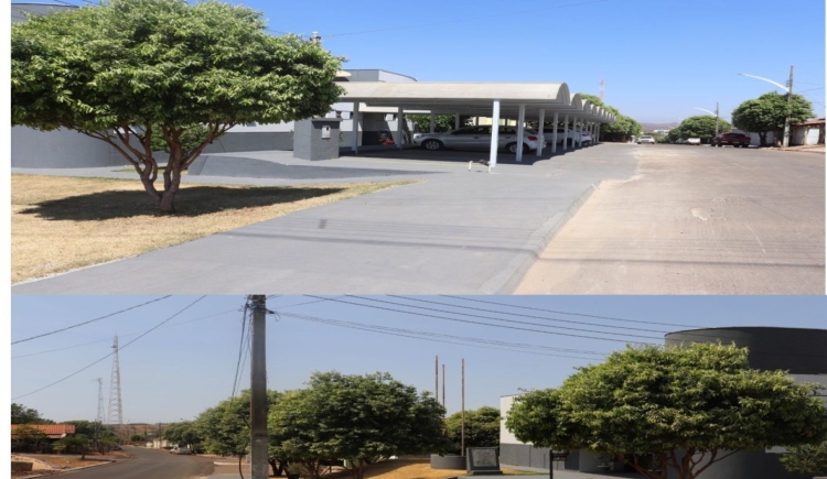 Reforma do estacionamento, calçadas e sala interna.